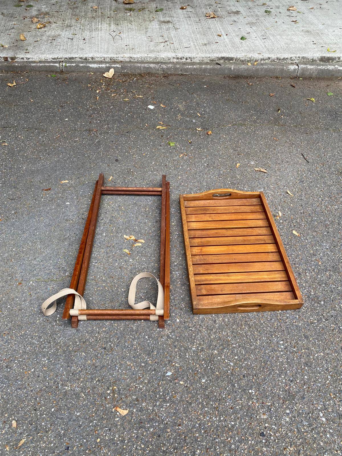 Scandinavian folding serving trolley in solid wood 1980