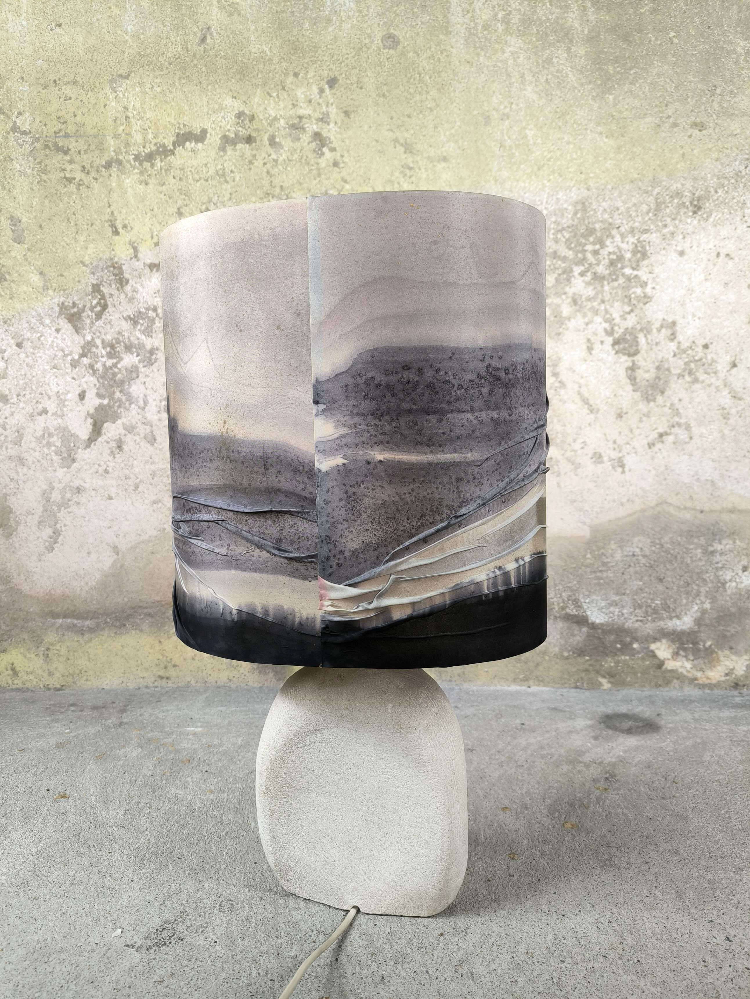 Vintage owl lamp made of natural stone