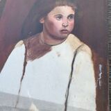 Portrait oil on old canvas