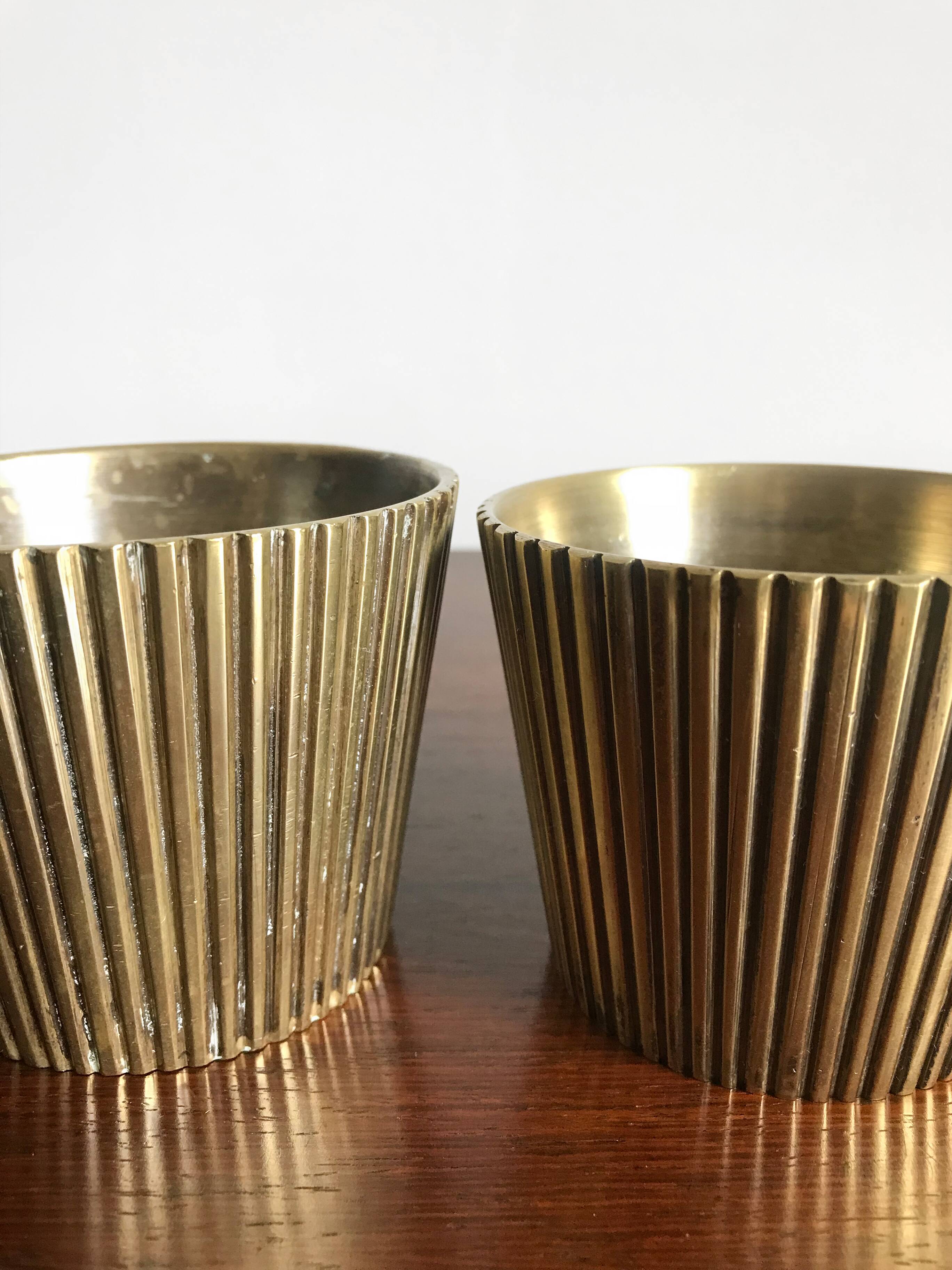 Scandinavian brass vases set, 1950s