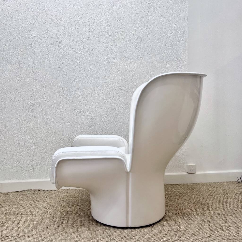 fauteuil Elda vintage de Joe Colombo en cuir blanc