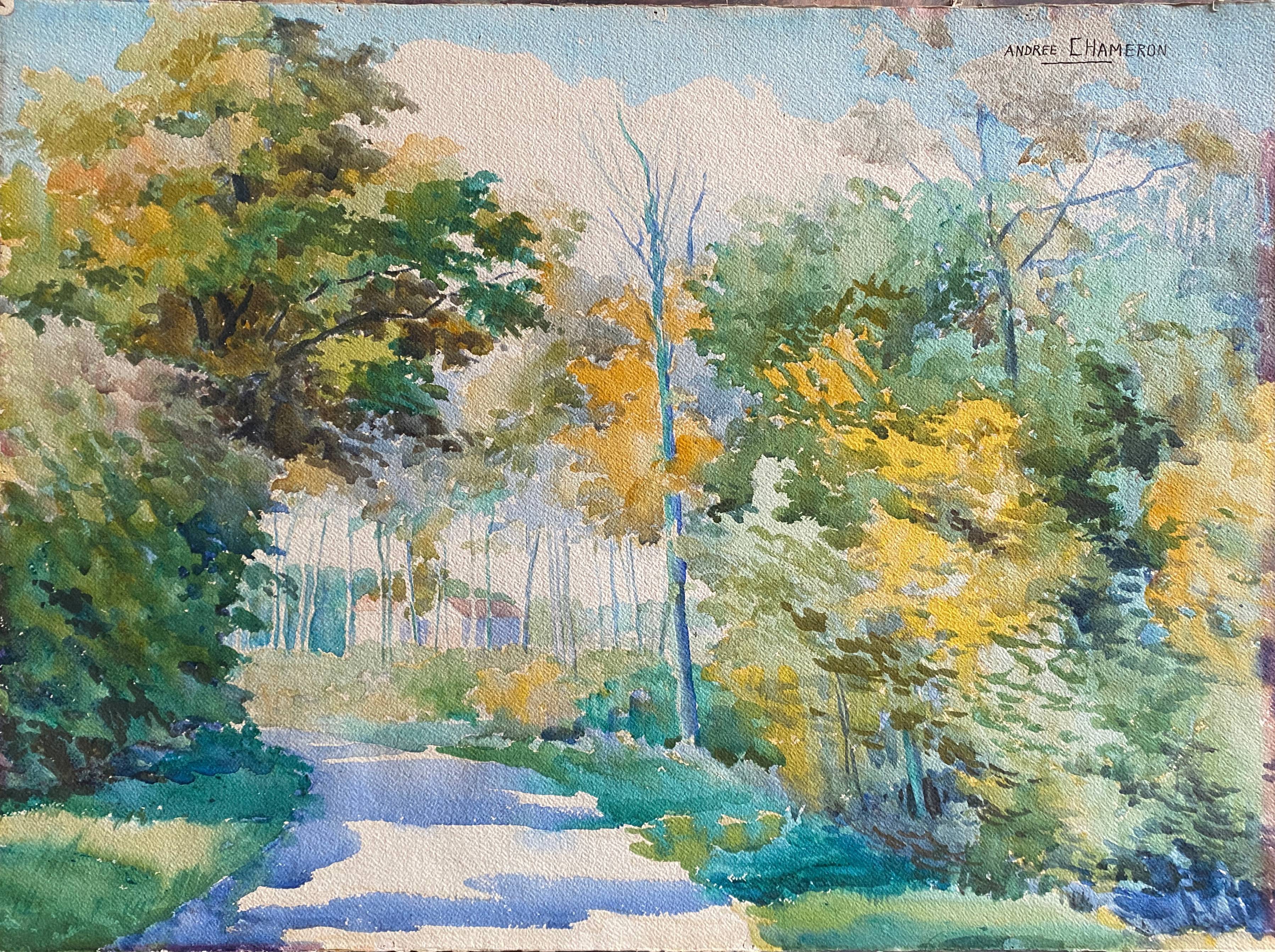 Watercolor painting signed Andrée Chameron (1894-1985)