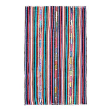 Tapis de zone vintage turc Oushak fait main en laine et coton violet des années 1970 137x218