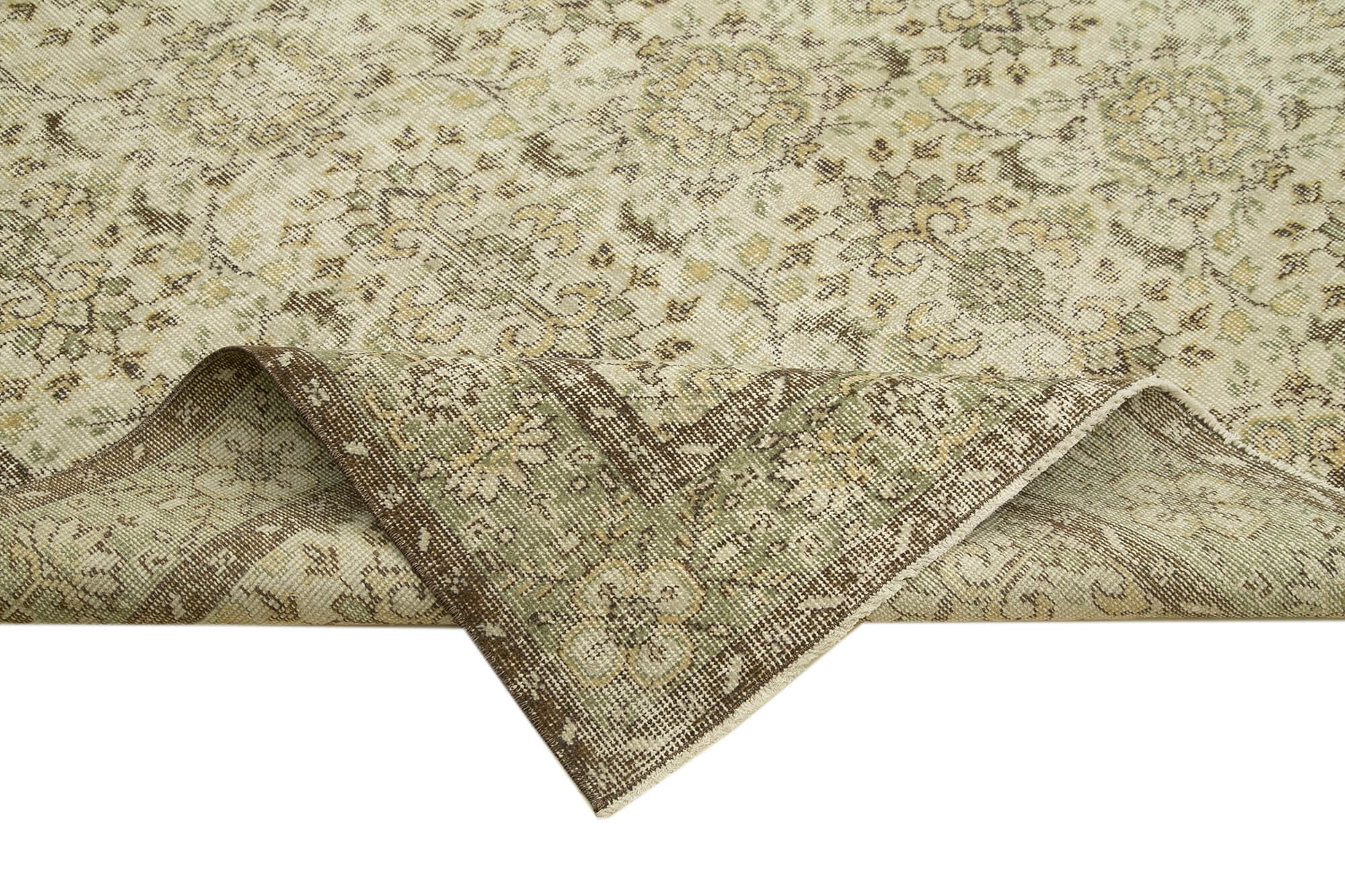 Hand-knotted decorative turkish beige rug 196 cm x 311 cm