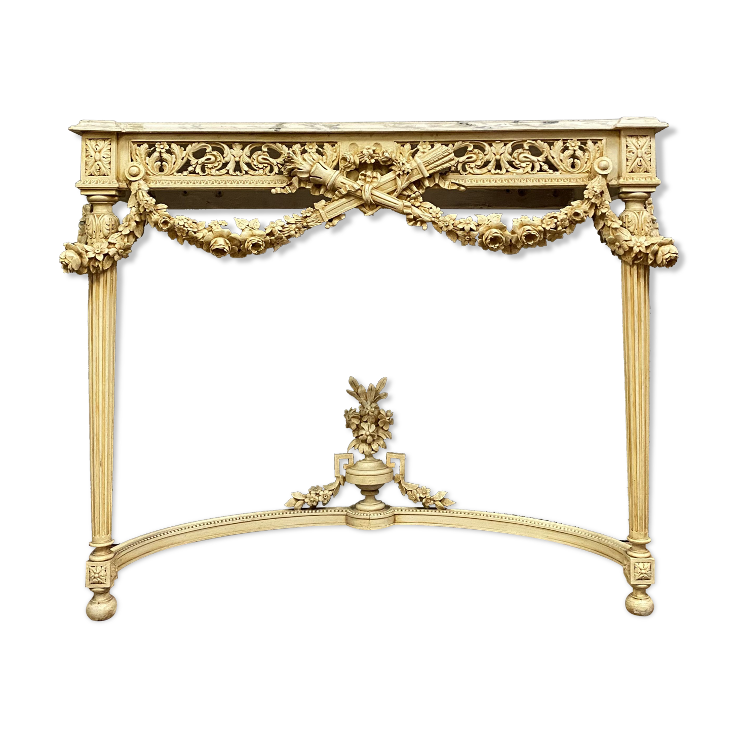 Louis XVI console in lacquered wood around 1850-1880