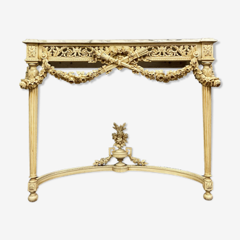 Console Louis XVI en bois laqué vers 1850-1880