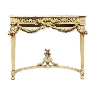 Louis XVI console in lacquered wood around 1850-1880