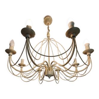 White wrought iron chandelier brand Roche Bobois