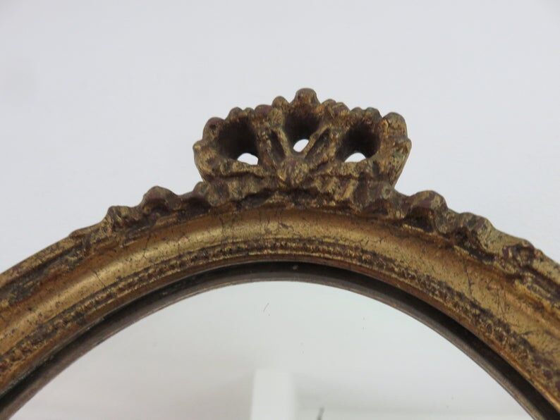 Louis XV-style gold oval mirror 50s - 29x20cm