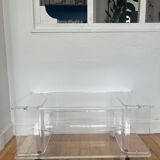 David Lange rolling side table in Plexiglas