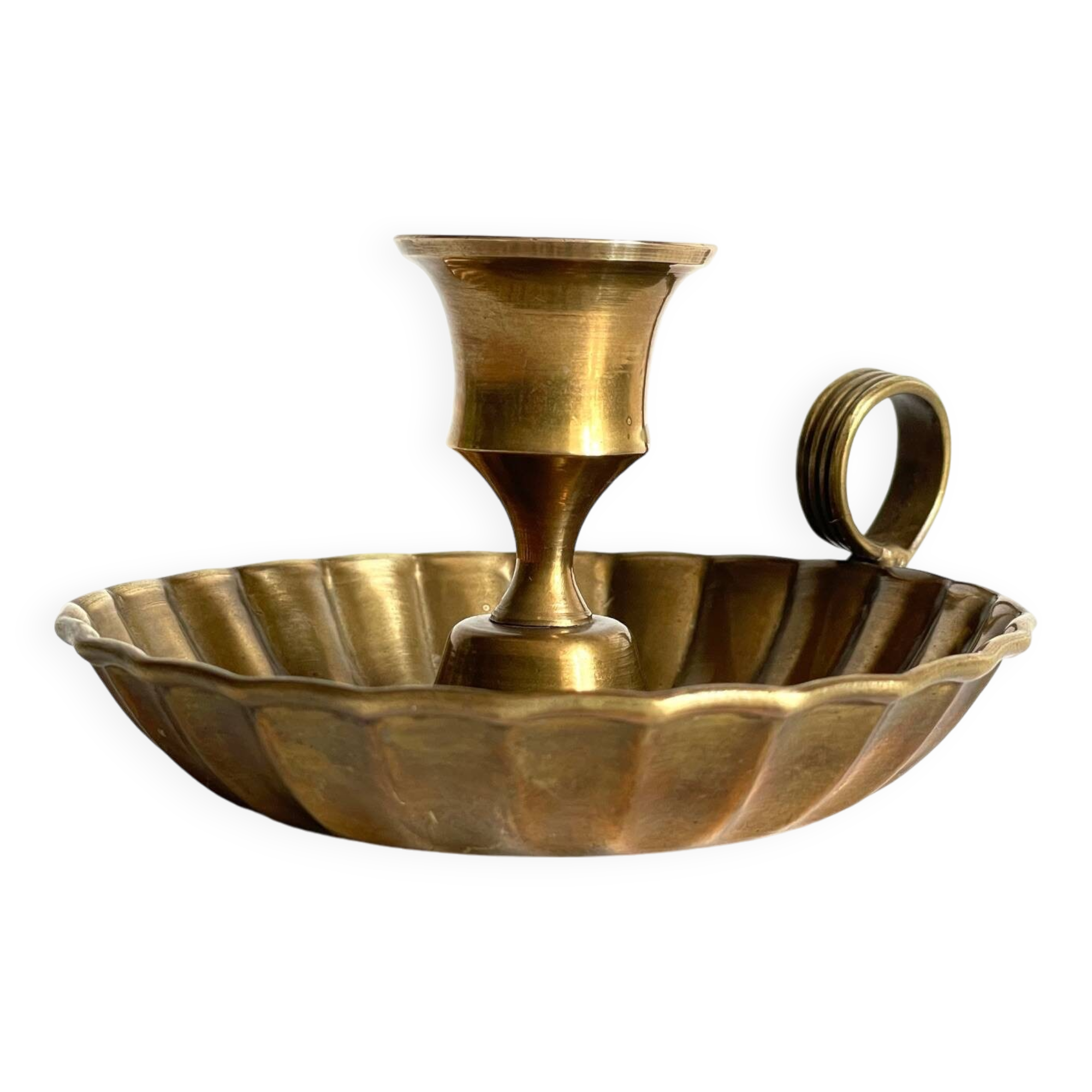 Vintage solid brass hand candle holder