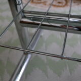 Table basse métal chromé et verre fumé Space Age