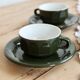 4 tasses à café bistrot vintage avec soucoupes