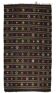 Turkish Kilim Yuruk Vintage 190x350 cm Geometric Patterns Black Multicoloured