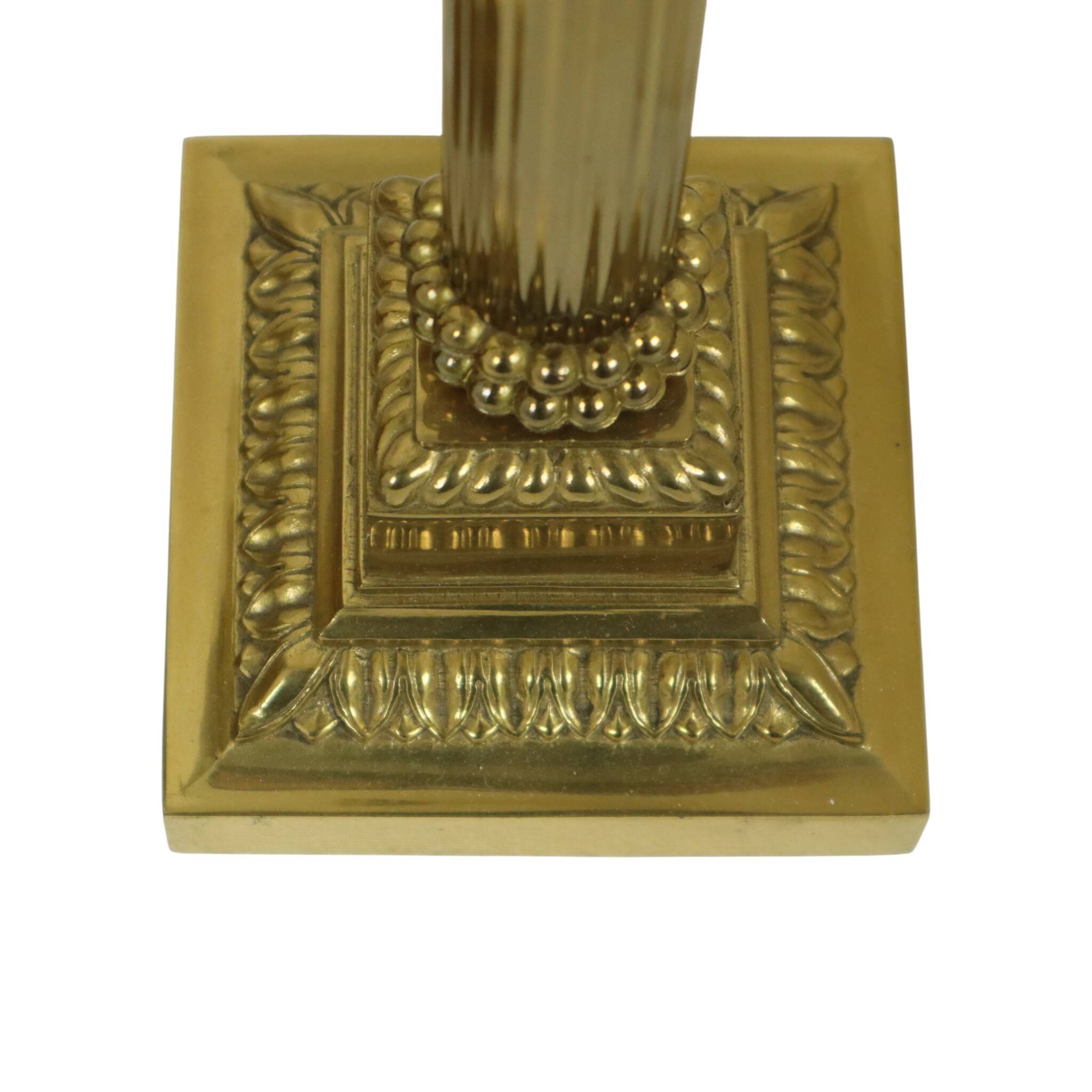 Pair of Hollywood Regency Lamps Brass Pillar Column 75cm