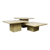 Trio vintage travertine nesting coffee tables