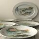 6 plates and 1 fish dish in Limoges porcelain. Freshwater Fish Patterns Service