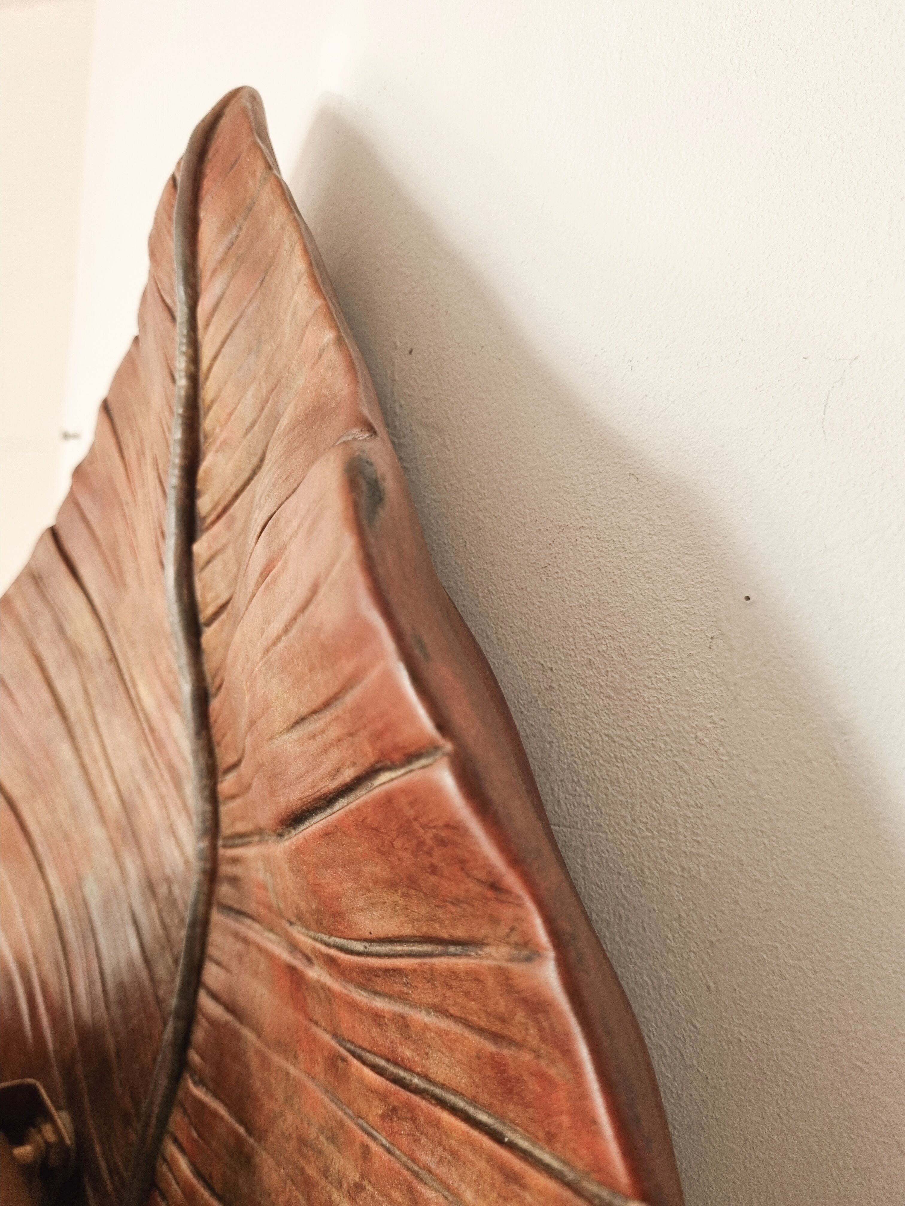 Mid-Century ceramic earthenware sconce, palm leaf shaped