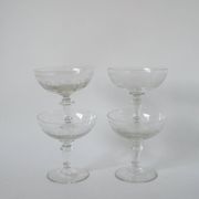 set of 4 large champagne glasses in engraved crystal 1920 11 x 10 cm