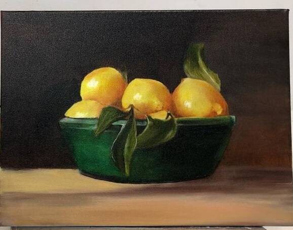 Oil painting on canvas still life "Lemons"
