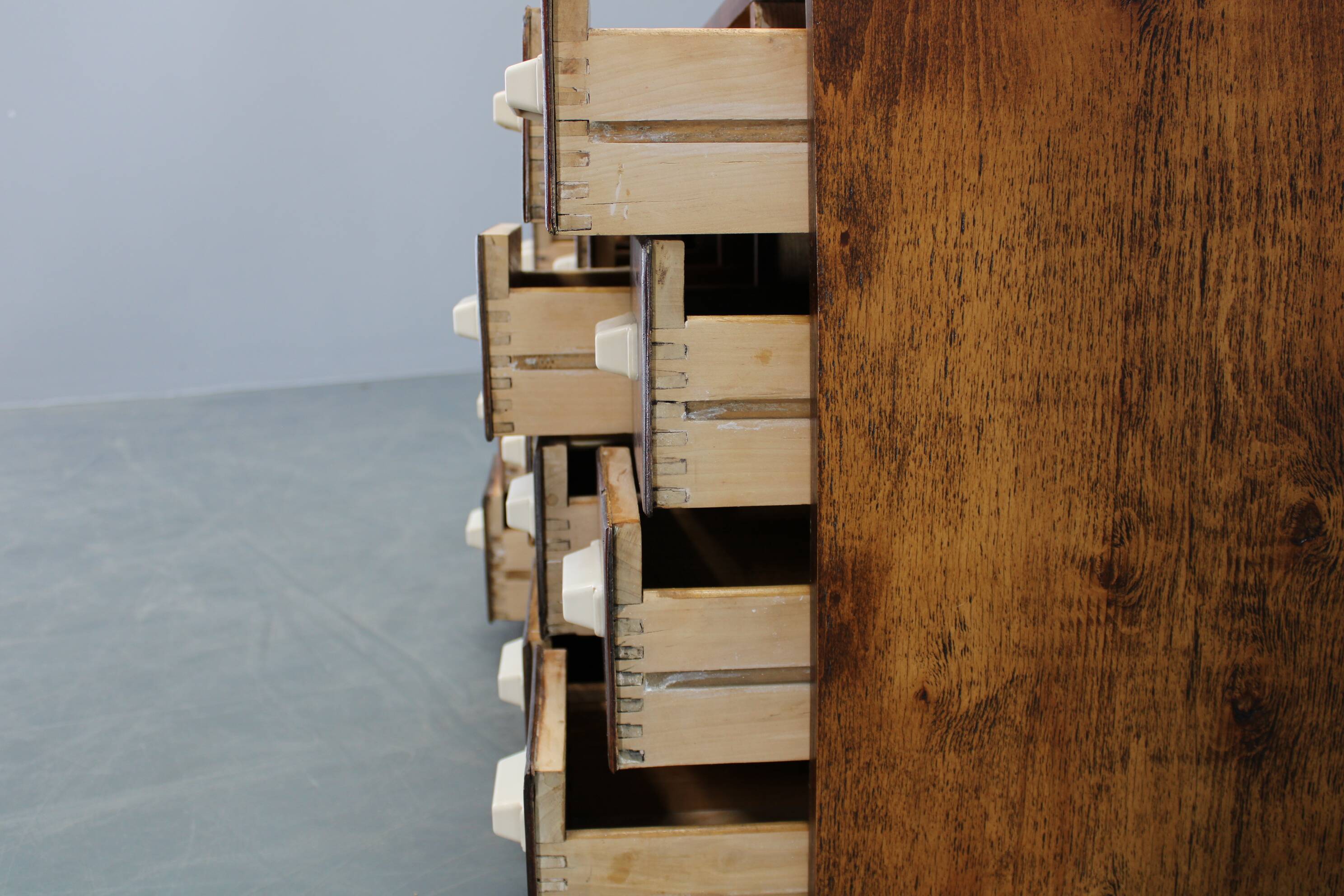 1940s Czechoslovak industrial bank drawer cabinet