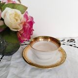 Limoges porcelain tea or chocolate cup, green and gold
