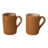 Vintage stoneware mugs ceramic pottery handmade artisanal manufacturing Scandinavian country decoration