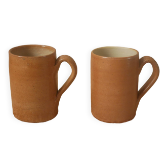Vintage stoneware mugs ceramic pottery handmade artisanal manufacturing Scandinavian country decoration