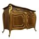 Louis XV style chest of drawers with curved Venetian doors in mahogany and gilded wood