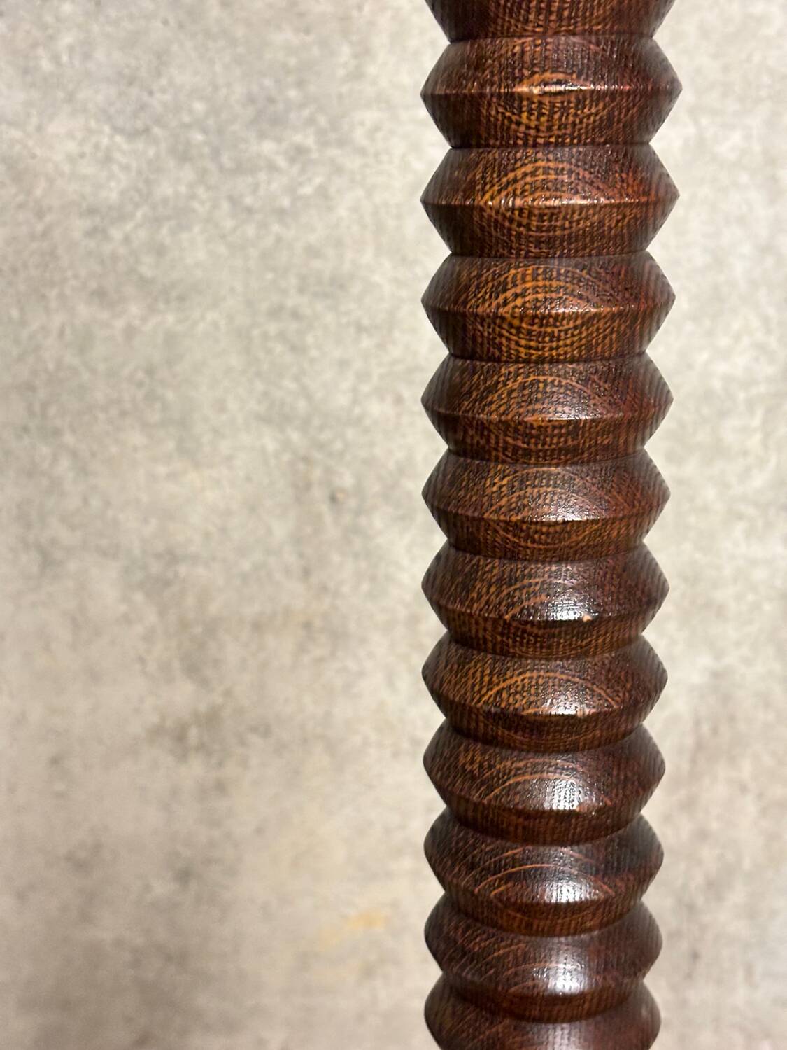 Charles Dudouyt style turned oak wood floor lamp 1940