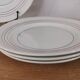 Set of 7 flat plates CERANORD St AMAND décor blue and red lines French Antique