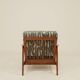Vintage green jacquard armchair, mid-century modern design, 1965.