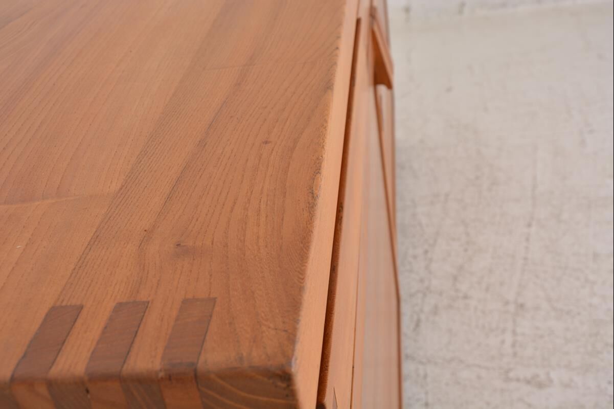 Vintage solid elm sideboard by Pierre Chapo, model R08