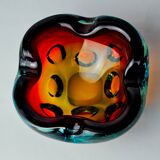 Sommerso orange and blue trinket tray by Flavio Poli for Seguso, Murano glass, Italy, 1970