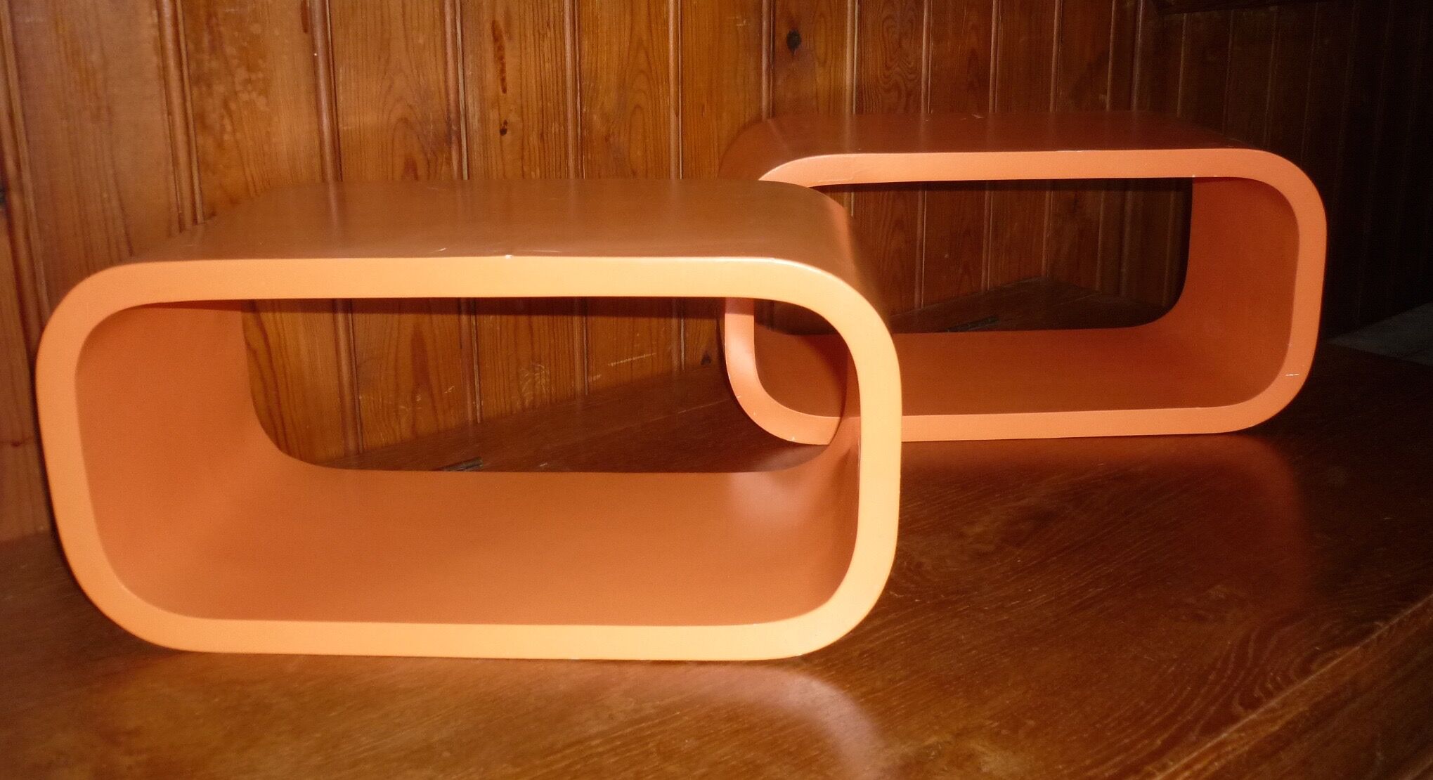 Pair of 2 cubes modular shelves lacquered vintage design