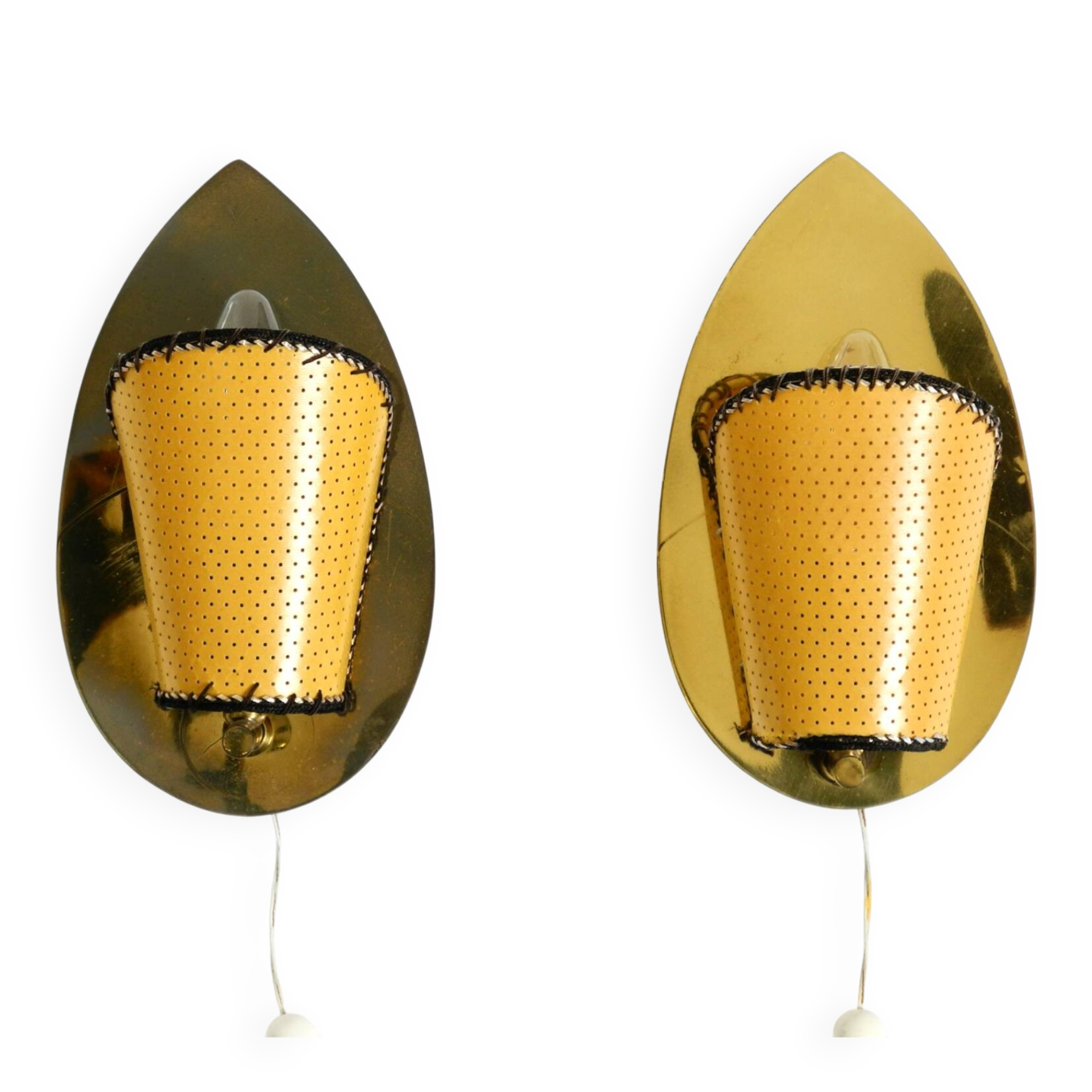 Two enchanting original Mid Century Modern brass wall lamps
