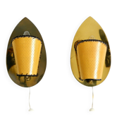 Two enchanting original Mid Century Modern brass wall lamps