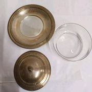Glass and Brass Candy Dish with Bowl