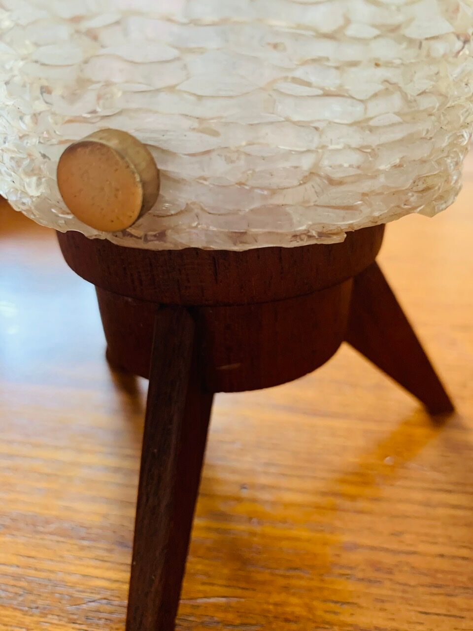 Scandinavian style tripod table lamp in teak by Arlus circa 50's/ 60