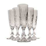 11 champagne flutes on foot in crystal saint louis collection messina model of 1973. stamped
