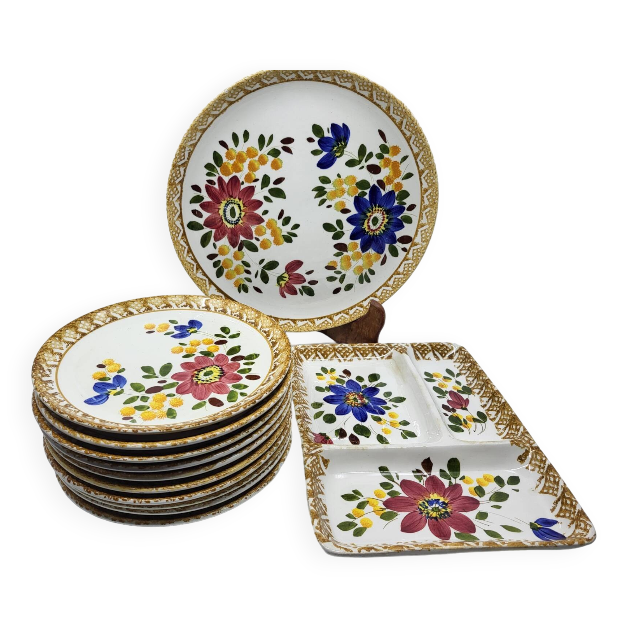 Vintage Italy 1970s decor plates and dishes set
