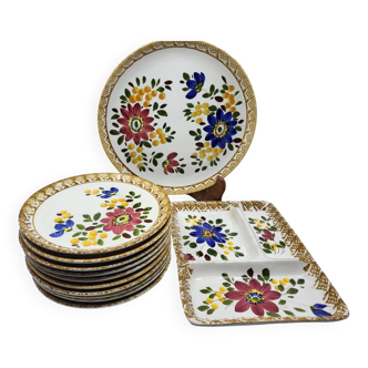 Service assiettes et plats décor vintage Italy 1970
