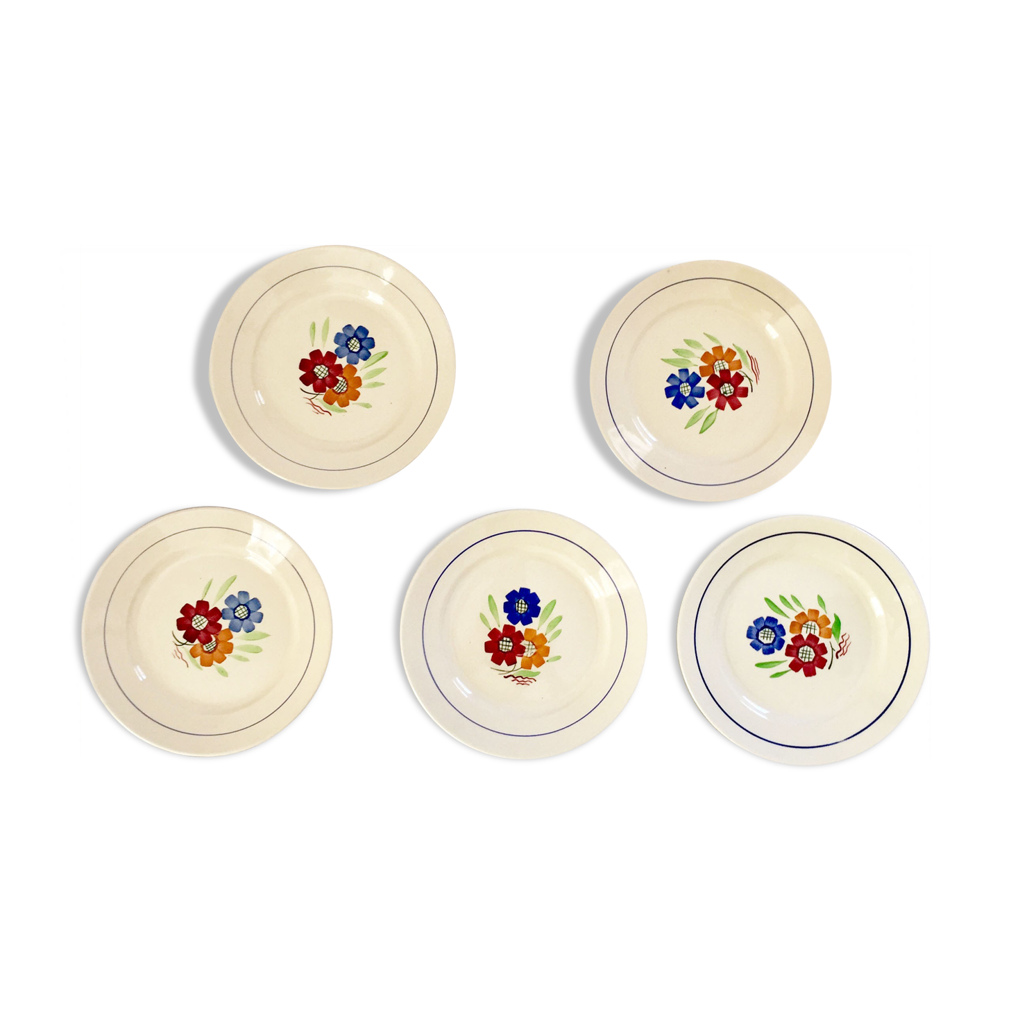 5 K-G Lunéville dessert plates