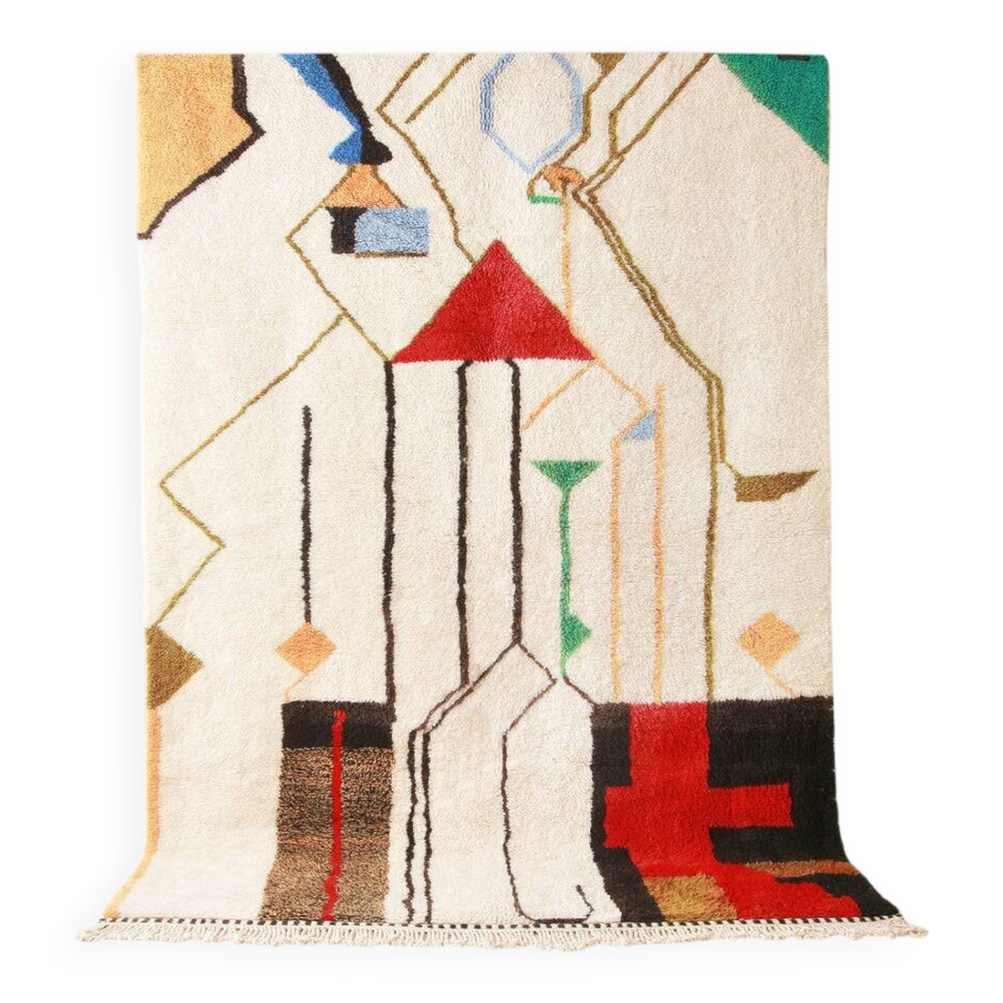Tapis beni ouarain coloré tissé en laine naturel taille 250cmx150cm