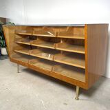 Vintage counter with drawers and glass top