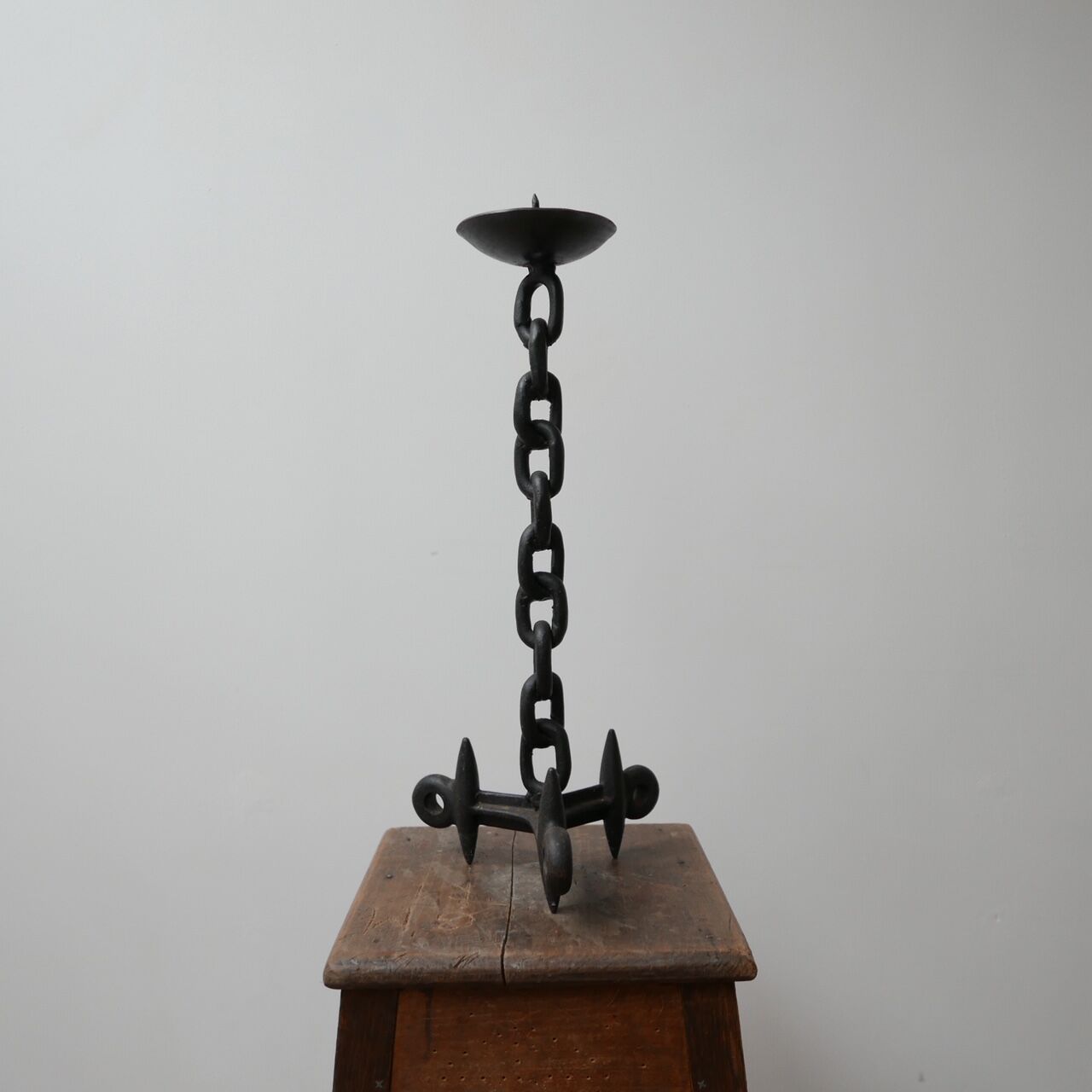 Brutalist style mid-century chain candlestick