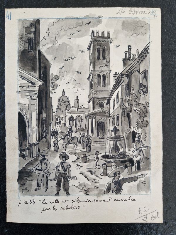 Jacques Boullaire (1893-1976) - Ink and ink wash on paper - The city is silently