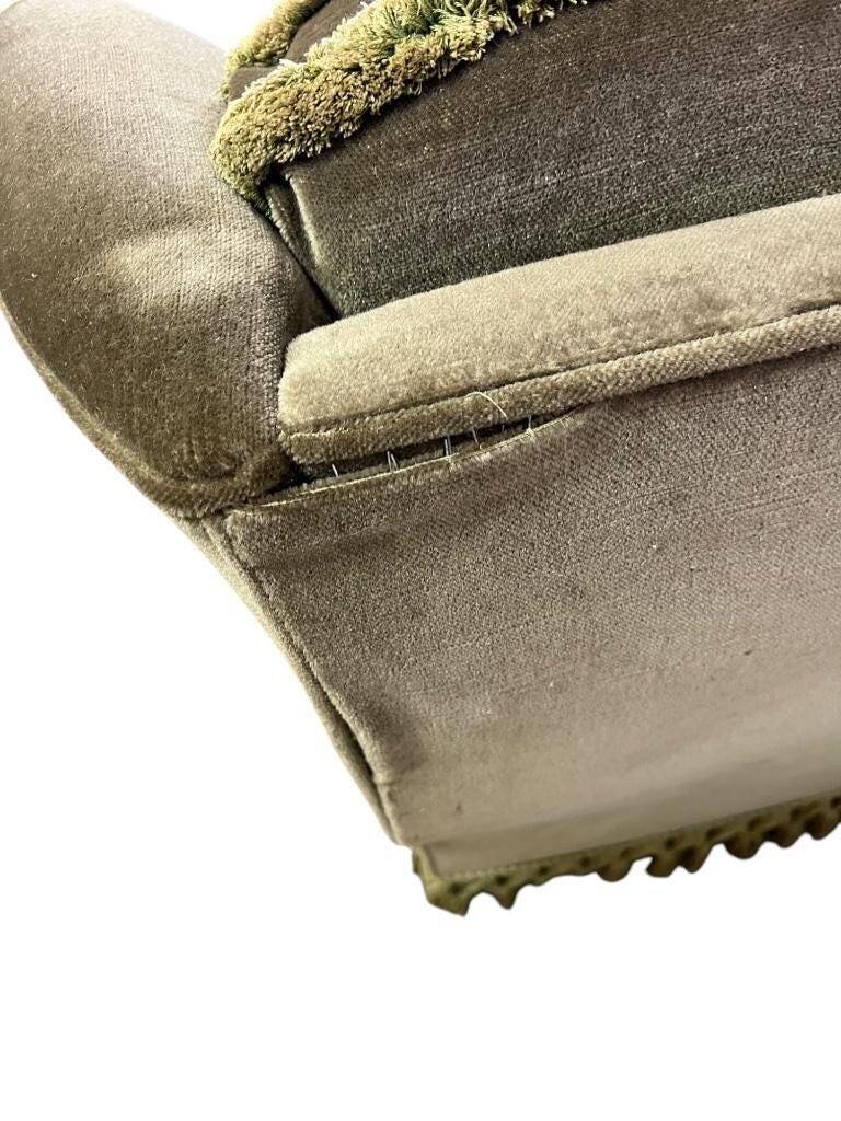 Vintage green club chair with fringes