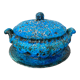 Glacier ennamel tureen vintage turquoise blue 1960 / cyclops varnished earthenware by Charles Cart