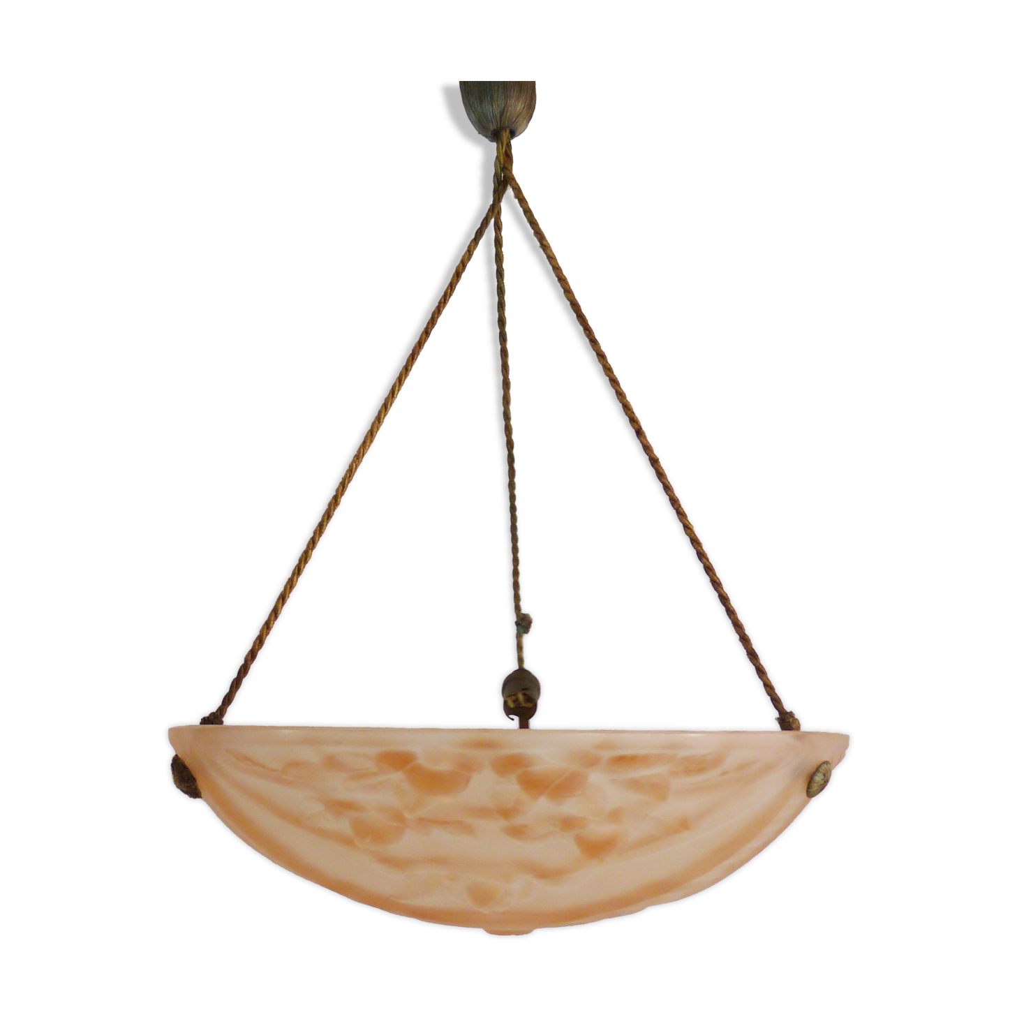 Suspension pink cavasque Art Deco 1 Fire, in glass paste. Year 30